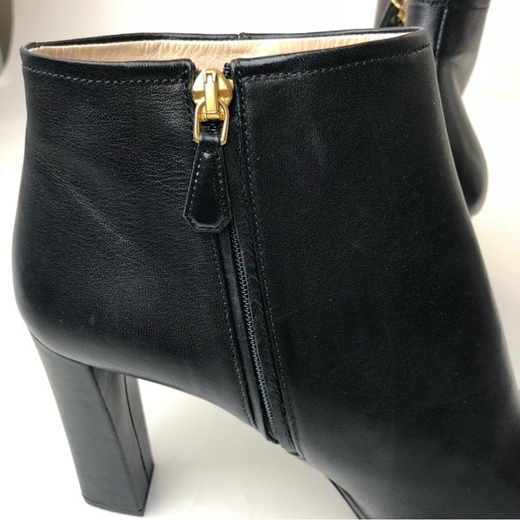 PRADA Black Leather Ankle Boots, Like New, Soft Leather Block Heel BEAUTIFUL! - Picture 11 of 15